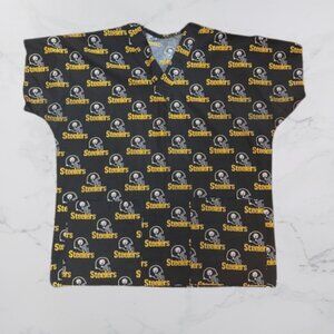 Pittsburgh Steelers Repeating Helmet Logo V-Neck Tunic – Black/Gold